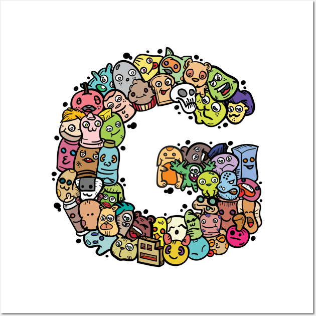 Alphabet Monster Doodle Letter G Monogram Wall Art by Irene Koh Studio